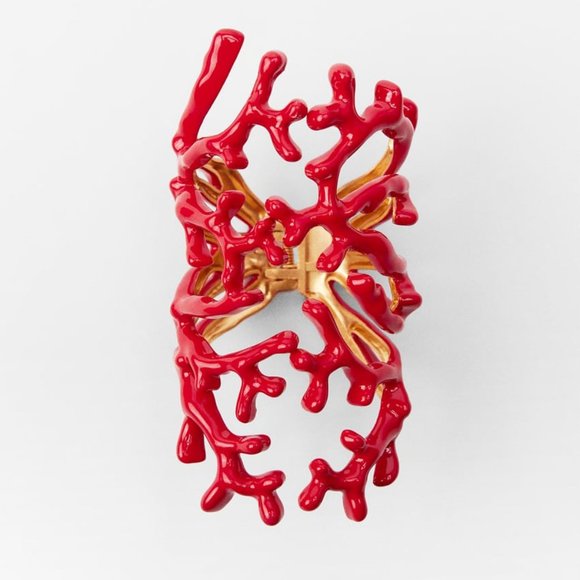 Zara Coral Shaped Cuff Bracelet Summer 2023 Red - Picture 1 of 4